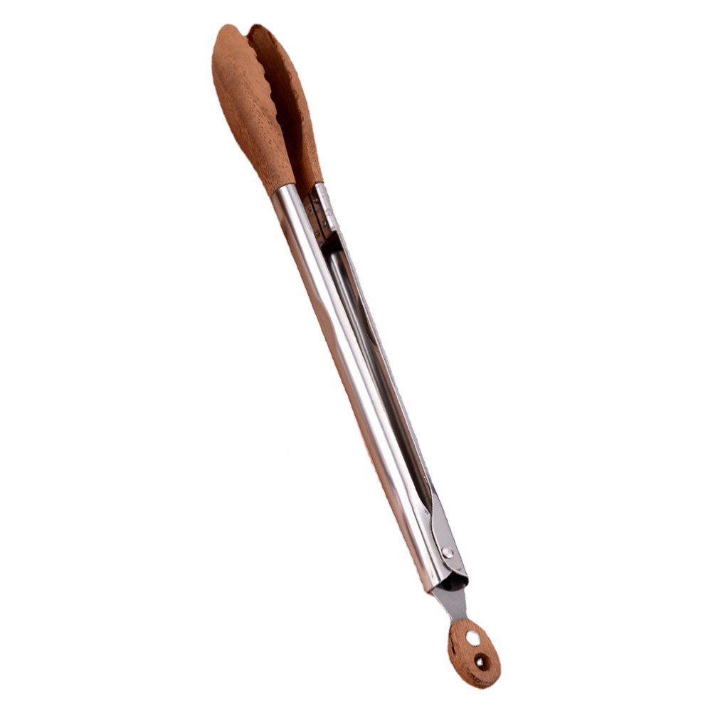 Feeding Tong Stainless - Walnut Wood Stainless Steel Food Tongs