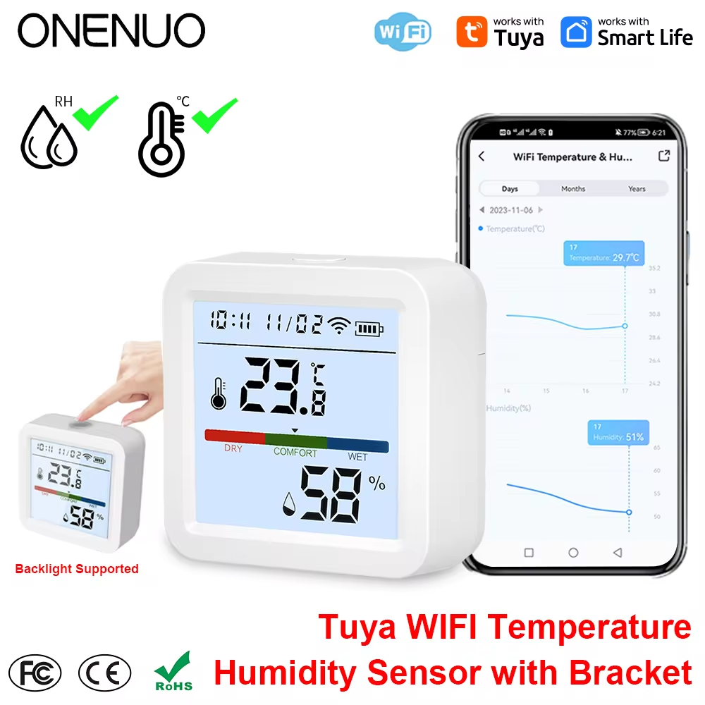 ONENUO Tuya WIFI Temperature H - Digital Hygrometer Probe のレビューと価格