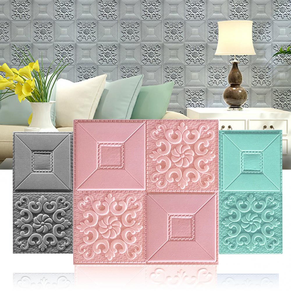 10pcs 3D Tile Brick Wall Stick - Pvc Panel Background のレビューと価格