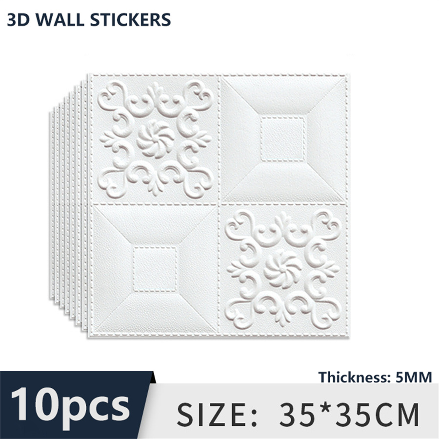 10pcs 3D Tile Brick Wall Stick - Pvc Panel Background のレビューと価格