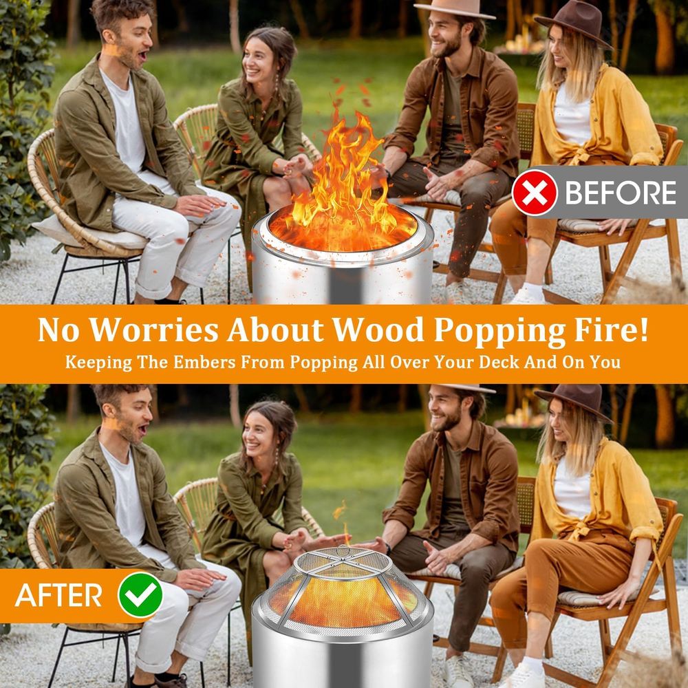 19.5 Stainless Steel Fire Pit  - Screen Top Mesh のレビューと価格